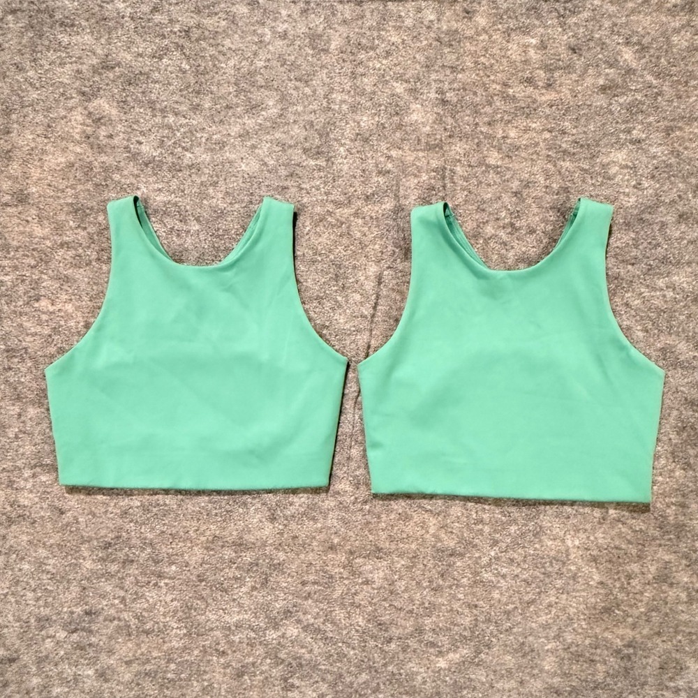 Urthwear 2-Pack Recycled High Neck Racerback Sports Bra Crop XS Green NWOT
